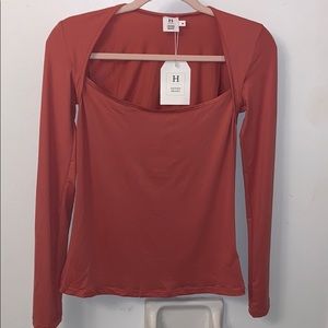 Blush Square Neck Long Sleeve Top